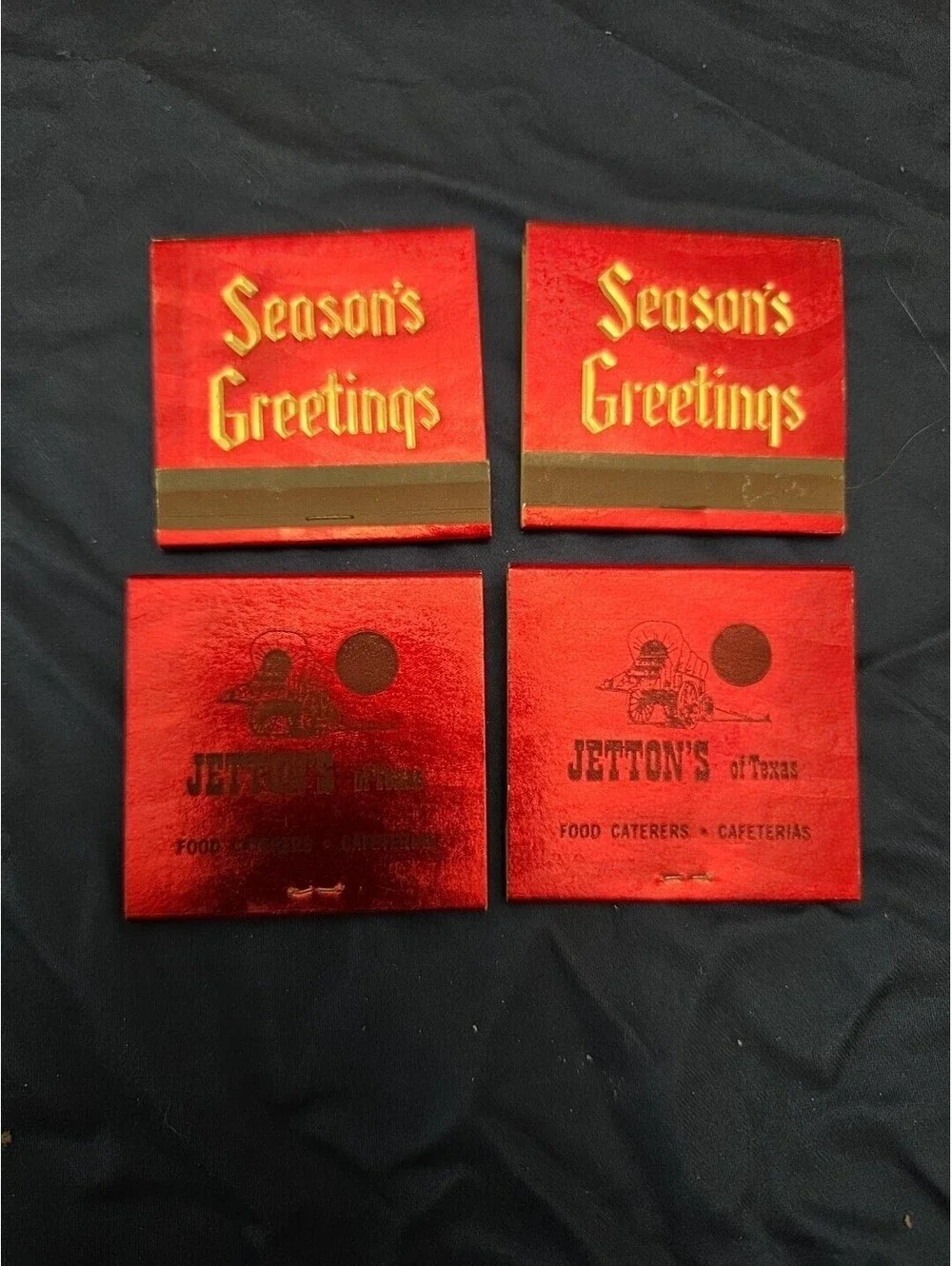 Vintage Rare 1950'S Jetton's Of Texas Full/Unstruck Red Foil MatchBook Holiday